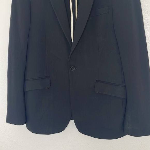 Scotch & Soda Black Stretch Unlined Casual Double Vent Blazer Size Large - Picture 2 of 10